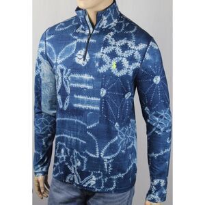 Ralph Lauren Performance Blue Tie Dye Lightweight Half Zip Sweater